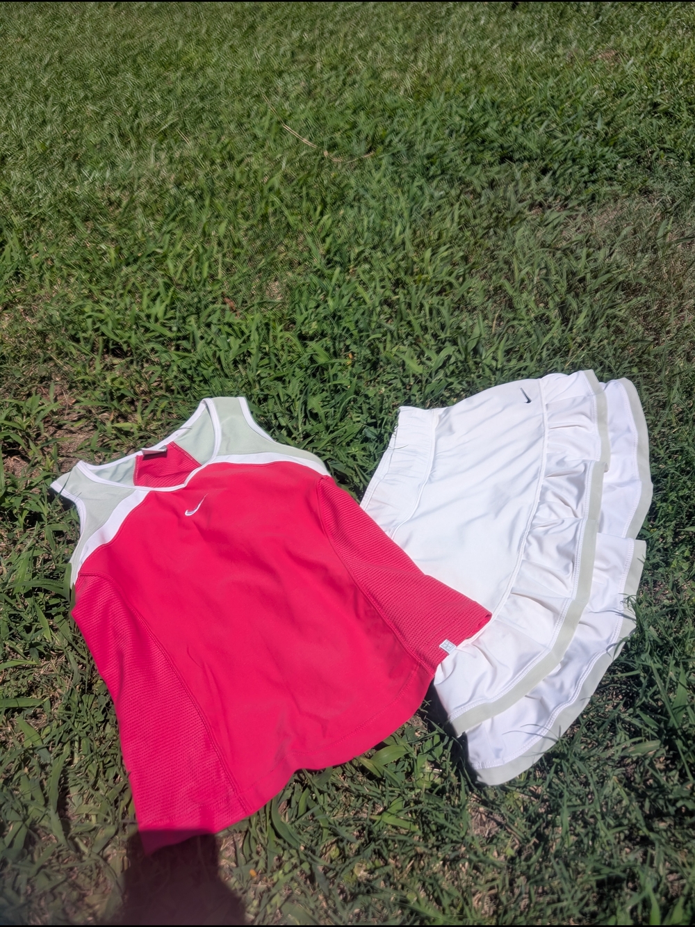Nike Pink Athletic Tank and White Ruffle Skirt Set